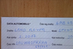 Land Rover Range Rover Sport 3,0 TDV6, ČR, 2 MAJ.,74TIS.KM.